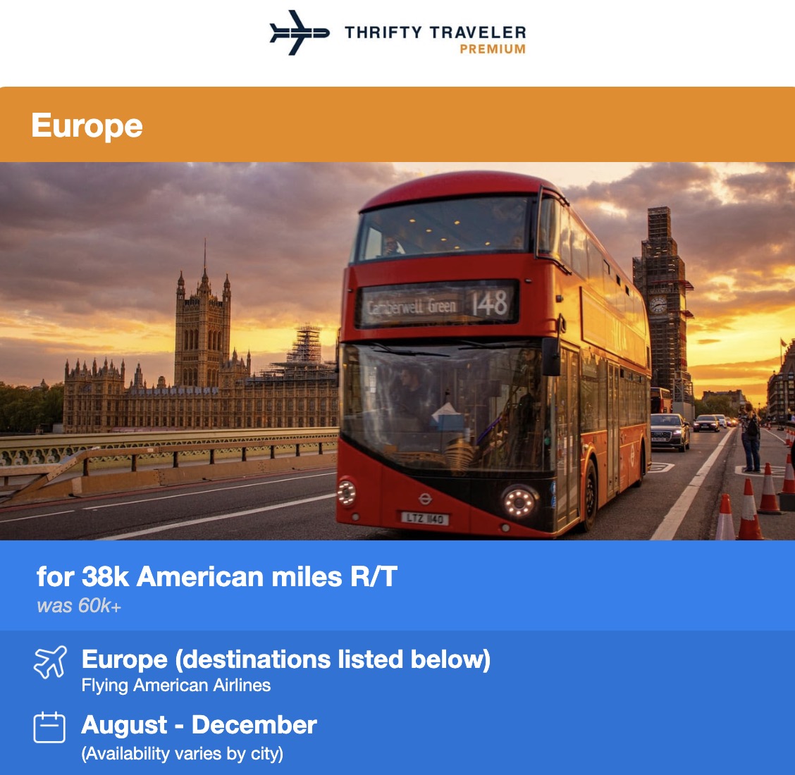 AA to Europe flight deal