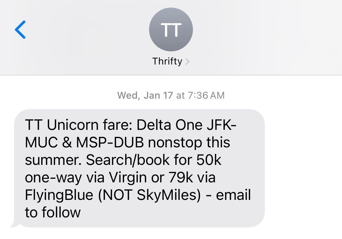 delta one text alert
