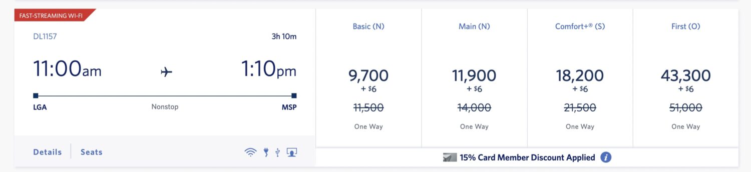 LGA MSP SkyMiles booking