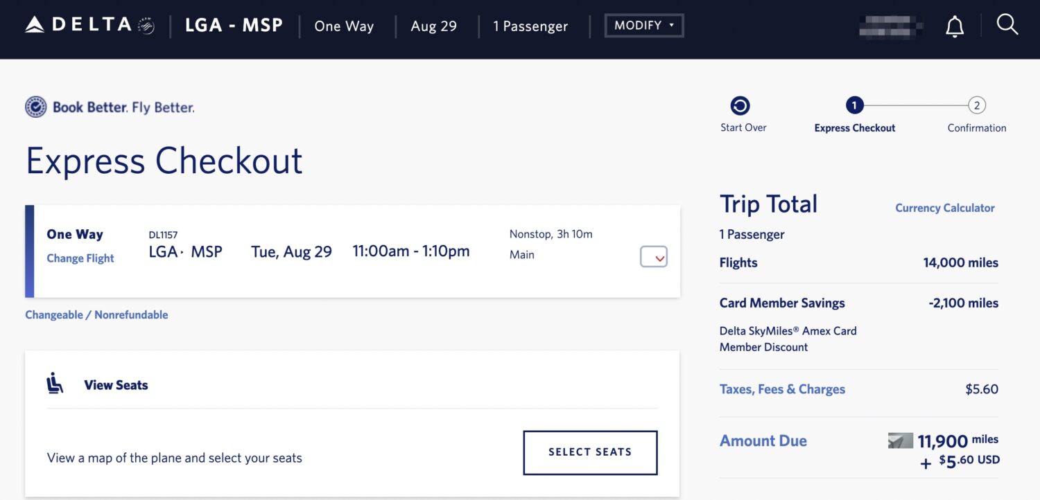 LGA MSP SkyMiles rebooking
