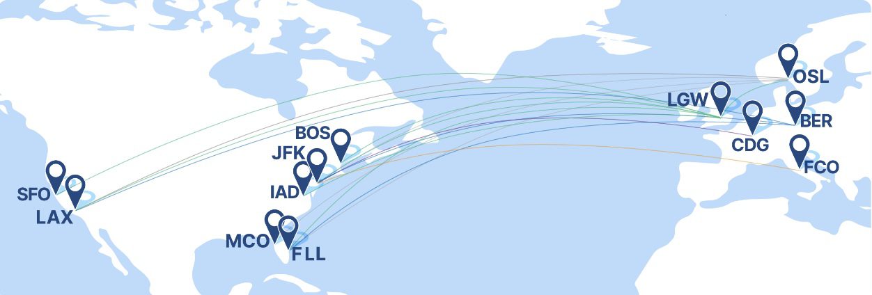 Norse Atlantic route map