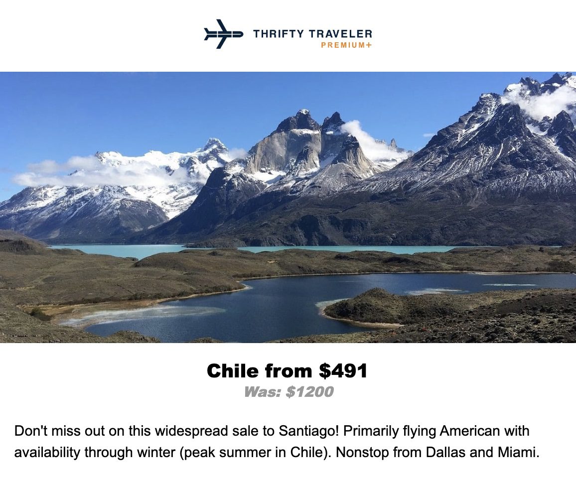 Santiago Chile flight deal