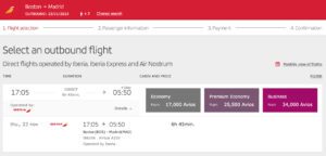 Boston to Madrid searching Iberia for two passengers