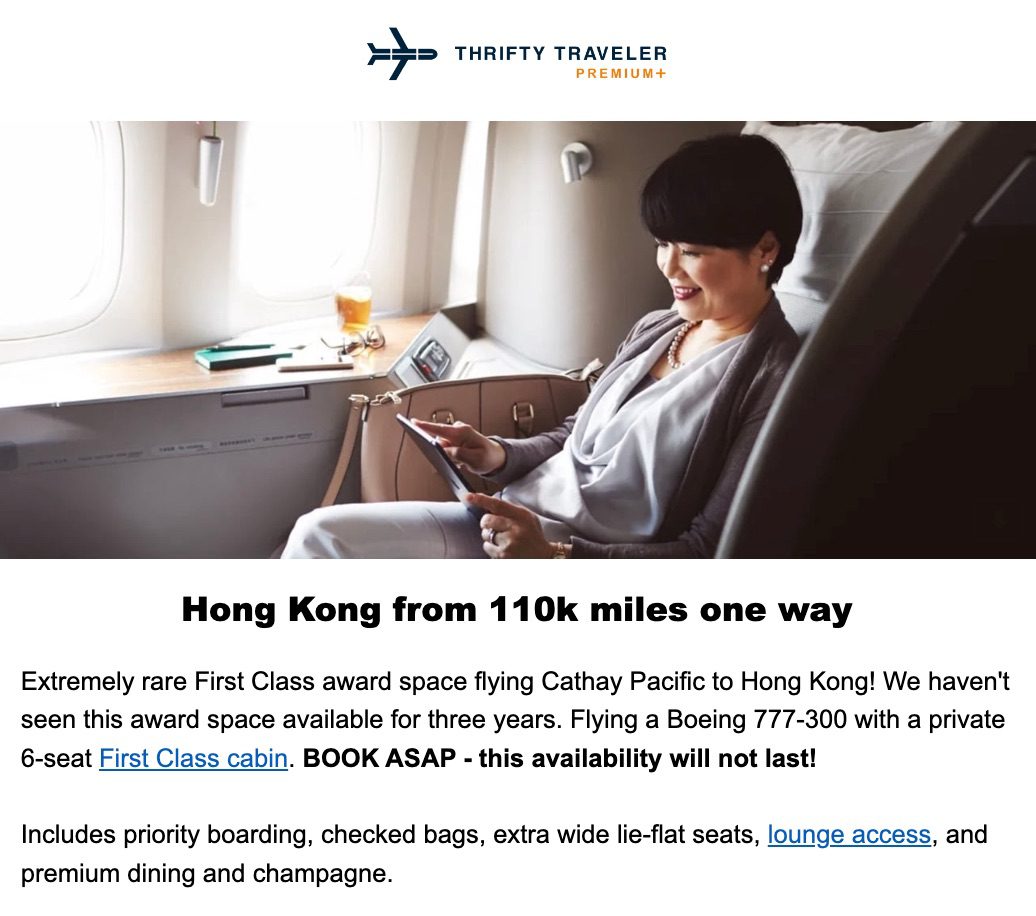 cathay pacific first class alert