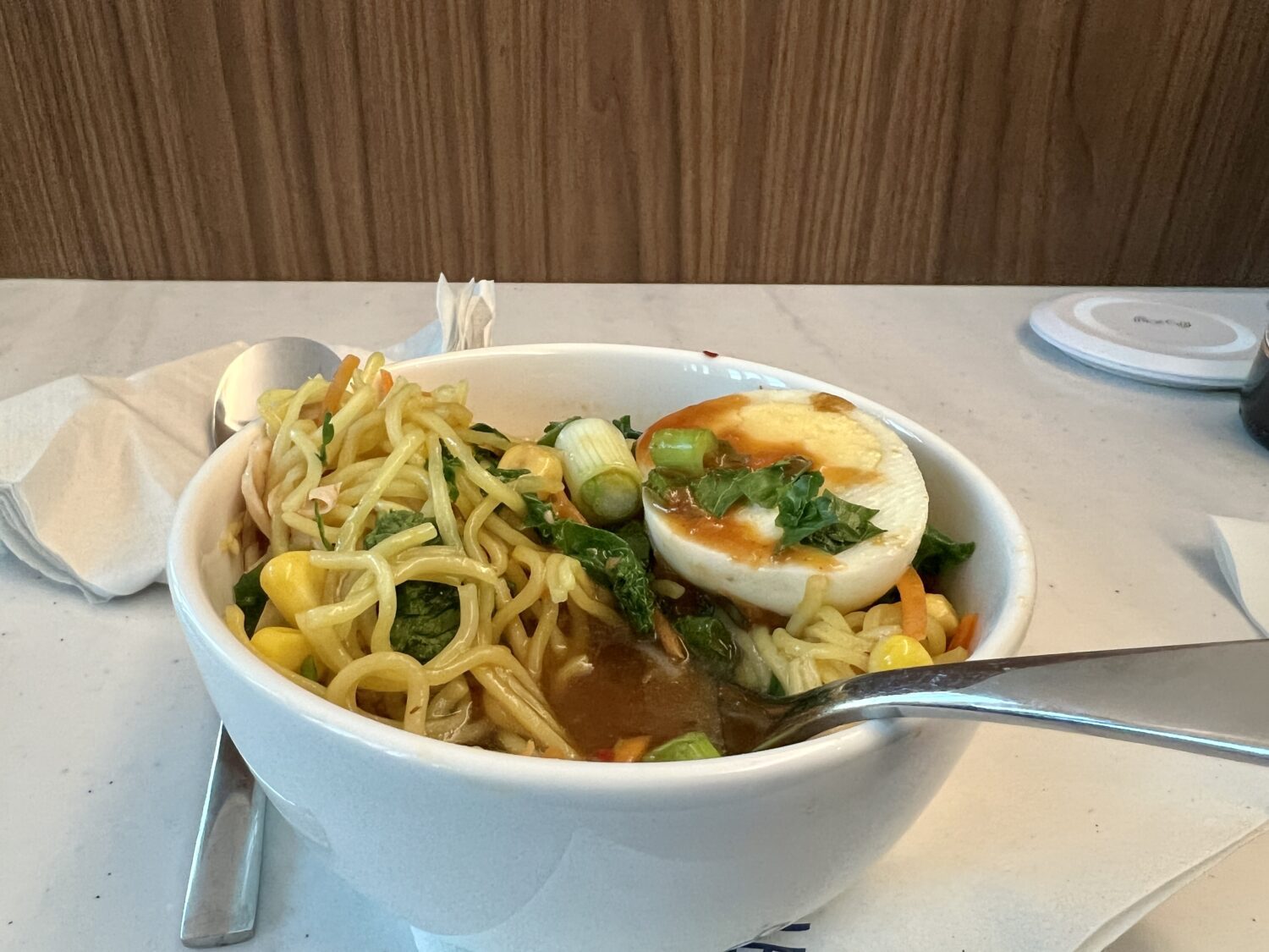 bowl of noodles with an egg