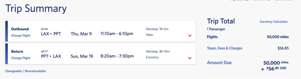 lax-ppt skymiles deal