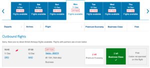 Chicago to Madrid flying Iberia using BA Avios for two seats