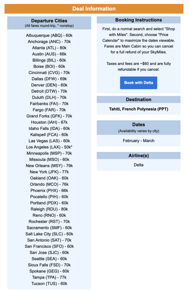 tahiti skymiles premium deal