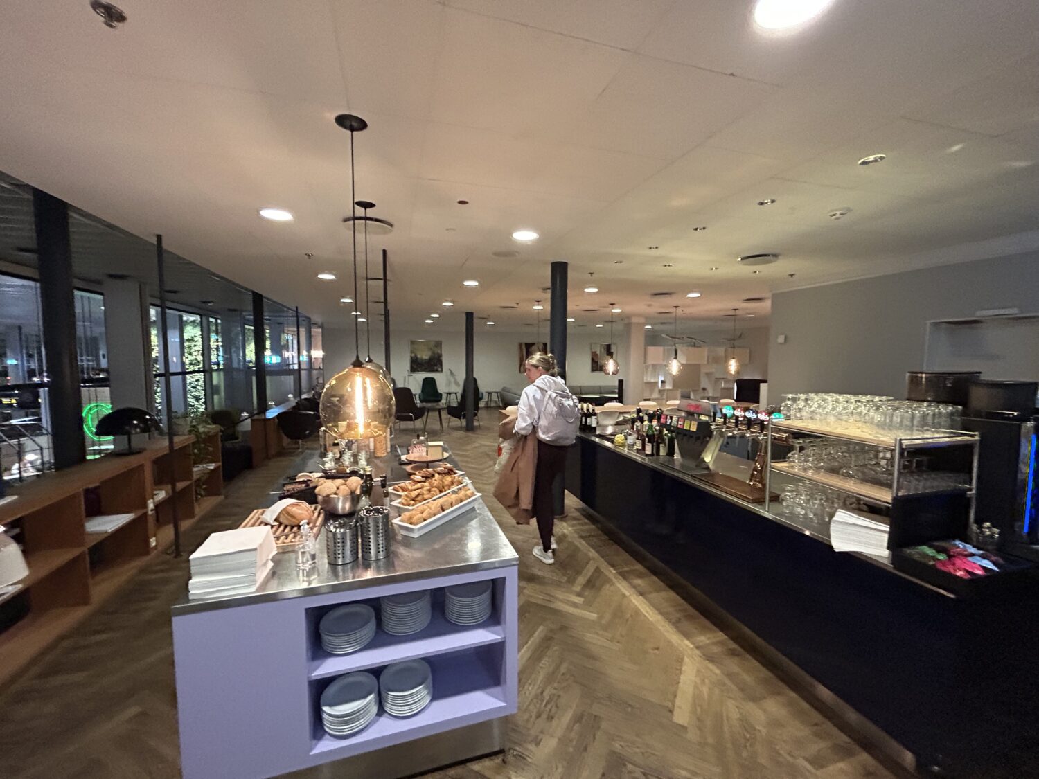 The food buffet at a lounge at Copenhagen airport. 