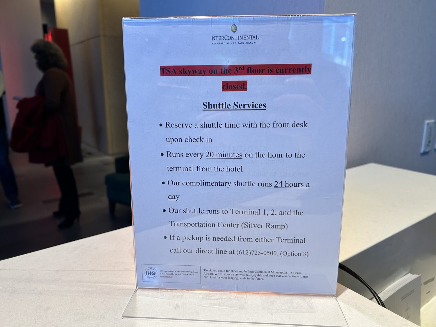 Intercontinental MSP shuttle information