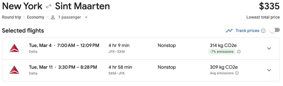 JFK to Sint Maarten for $335 roundtrip. 