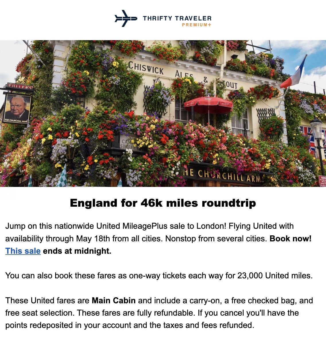 United miles London flight deal