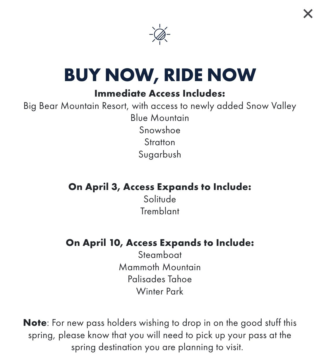 Ikon Pass buy now, ride now