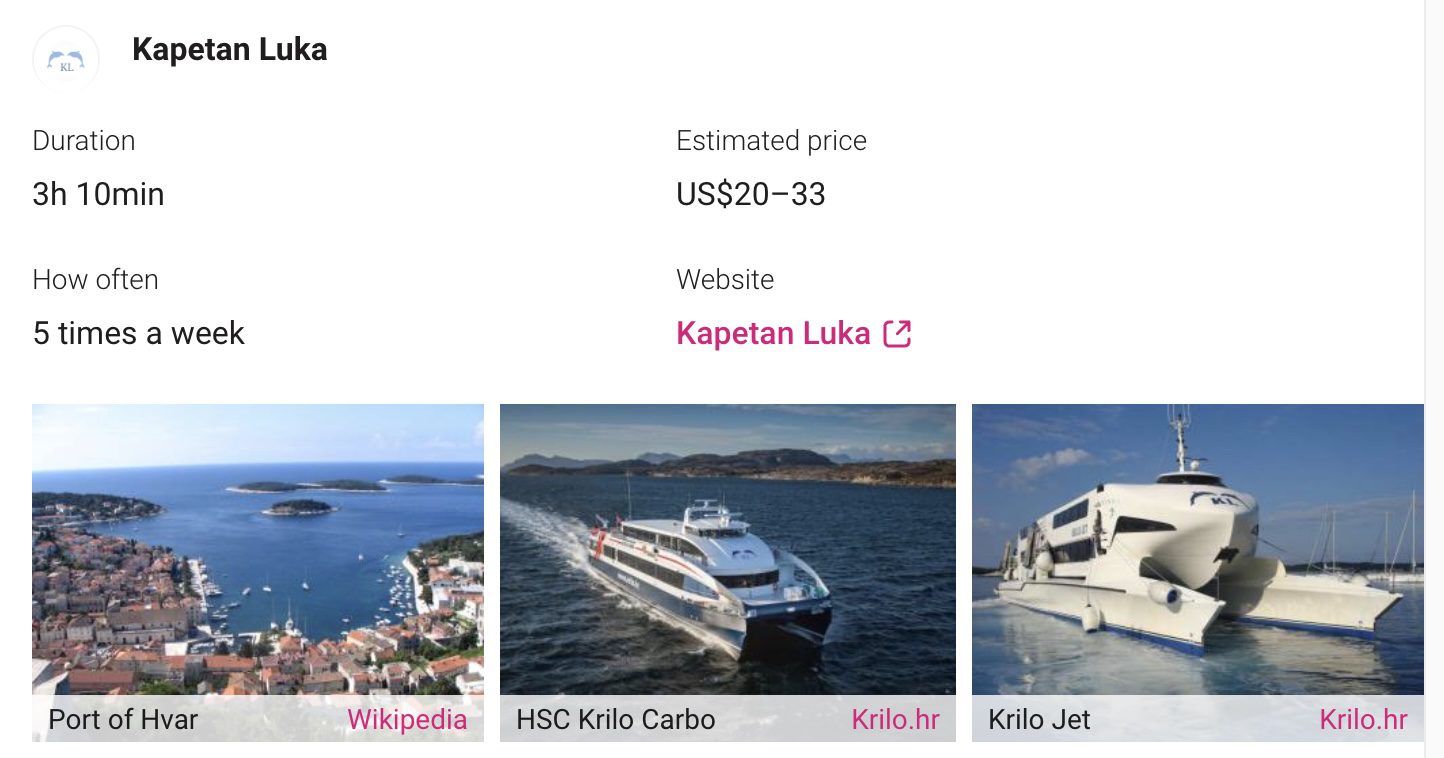 Croatia ferry company information on Rome2Rio