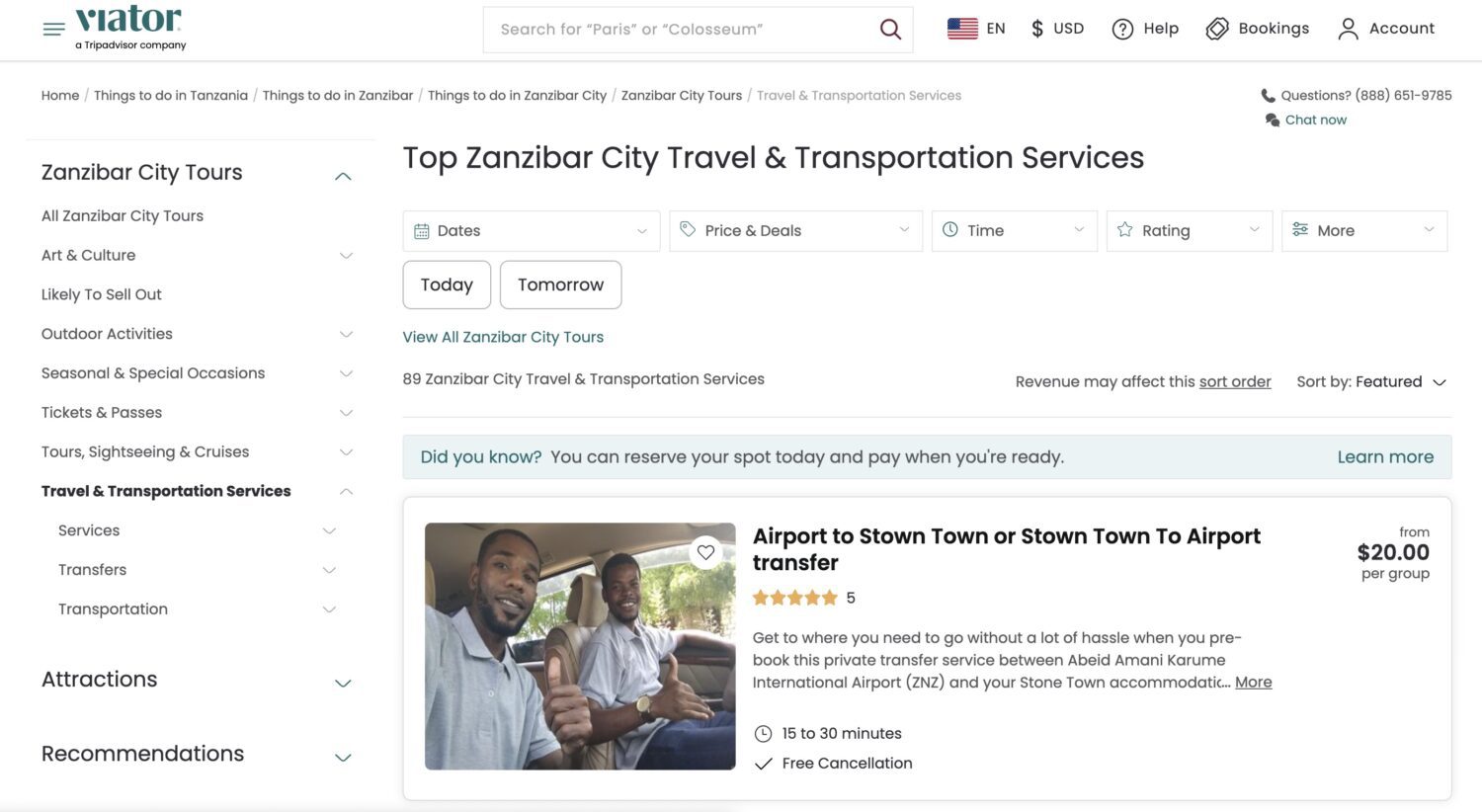 Viator travel and transport services