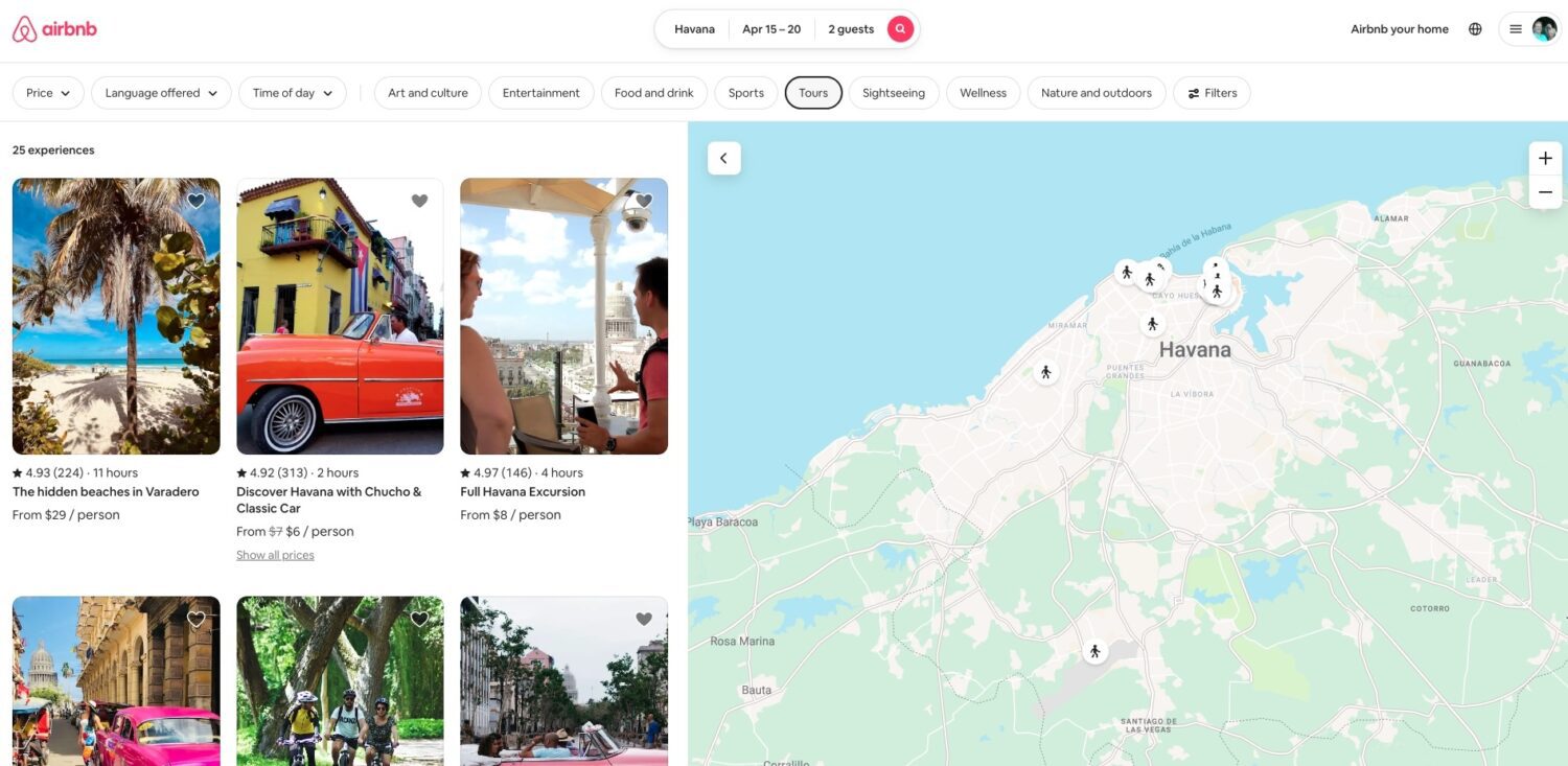 Airbnb Experiences search for airport transportation