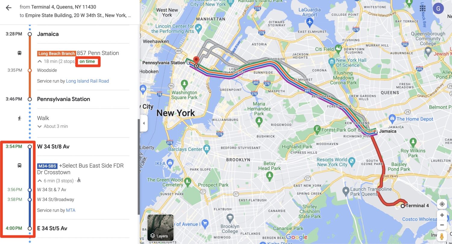 Public transportation live info google maps