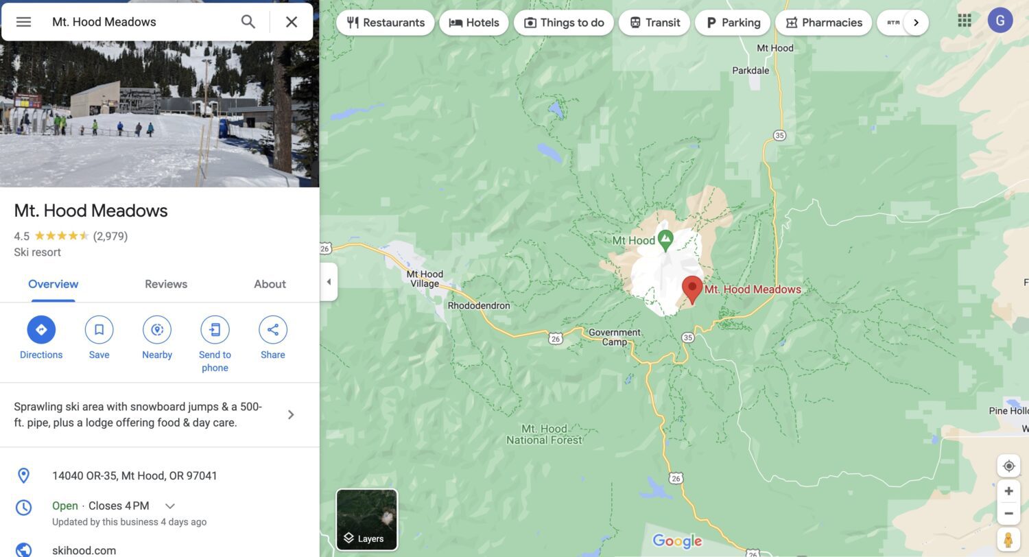 Hotel search Mt. Hood Meadows