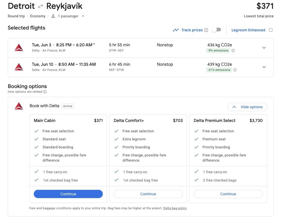 Detroit to Iceland airfare for $370 roundtrip. 