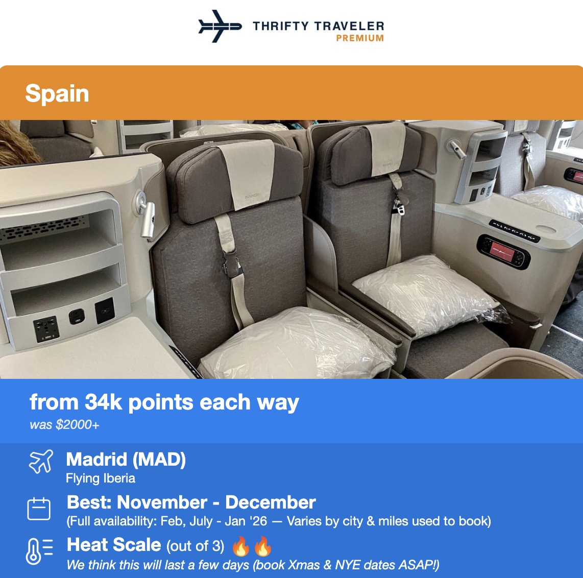 Iberia business class flight deal