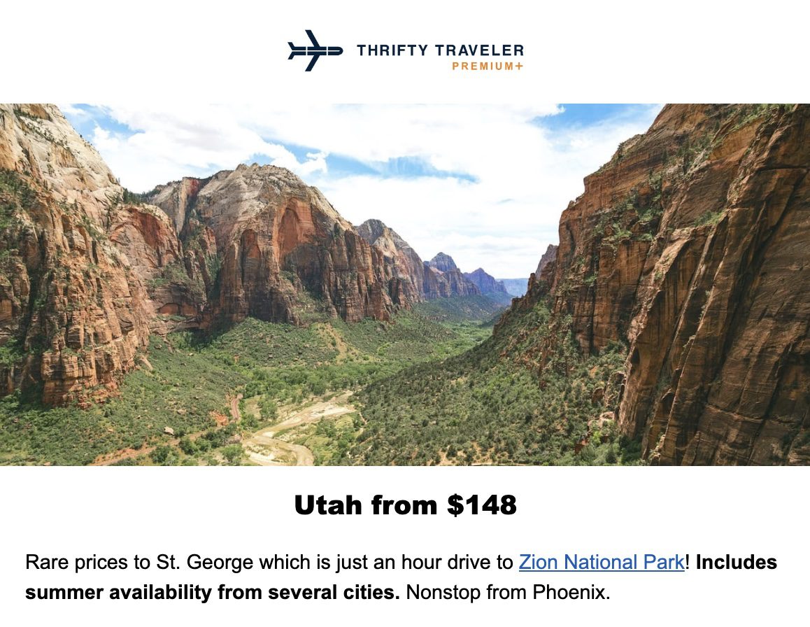 Zion National Park flight deal