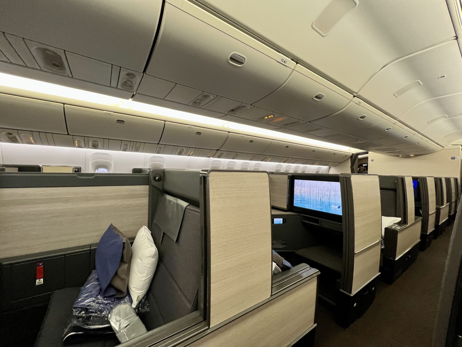 ana business class cabin with many suites