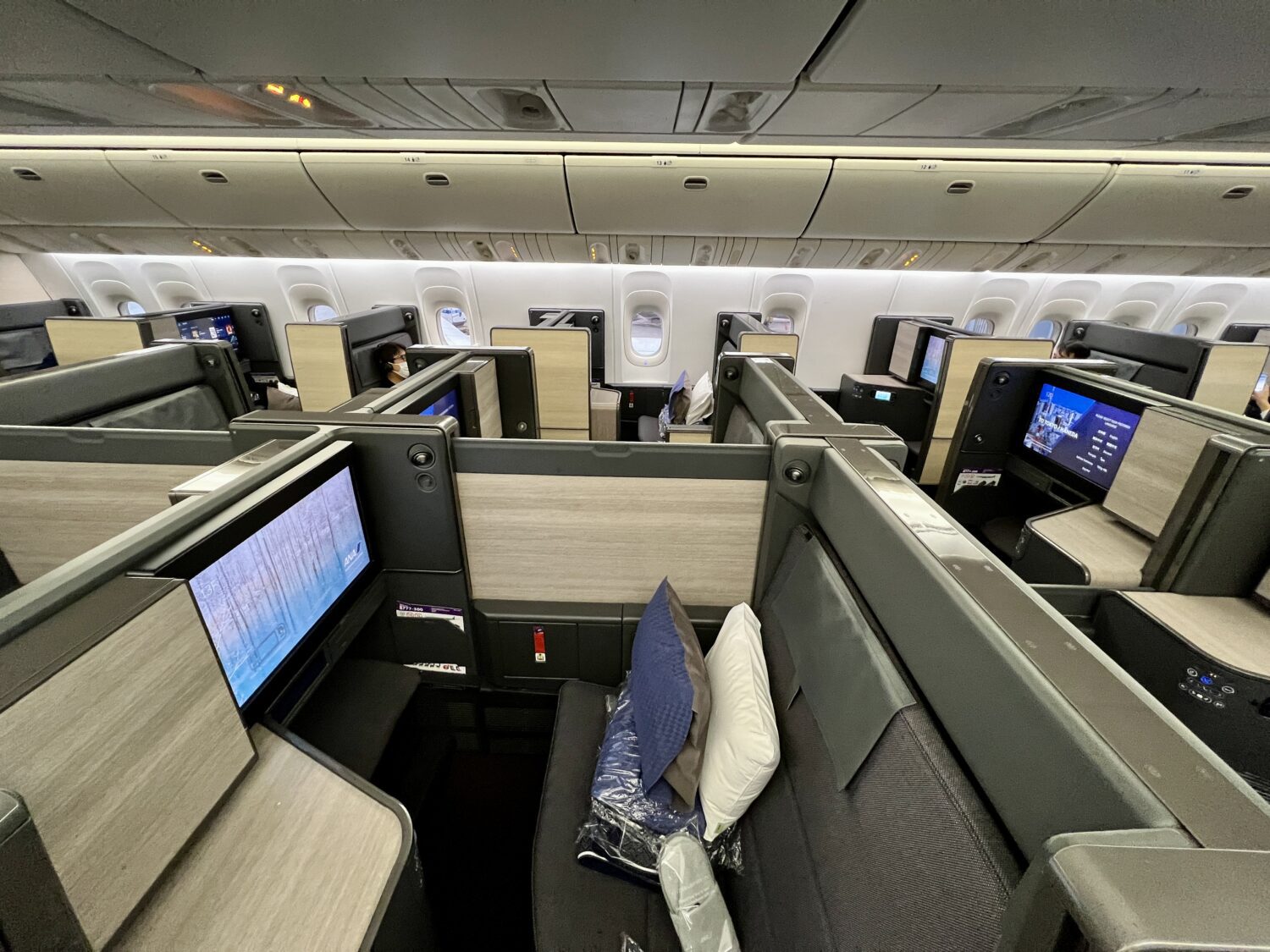 ana business class seats with divider up for more privacy
