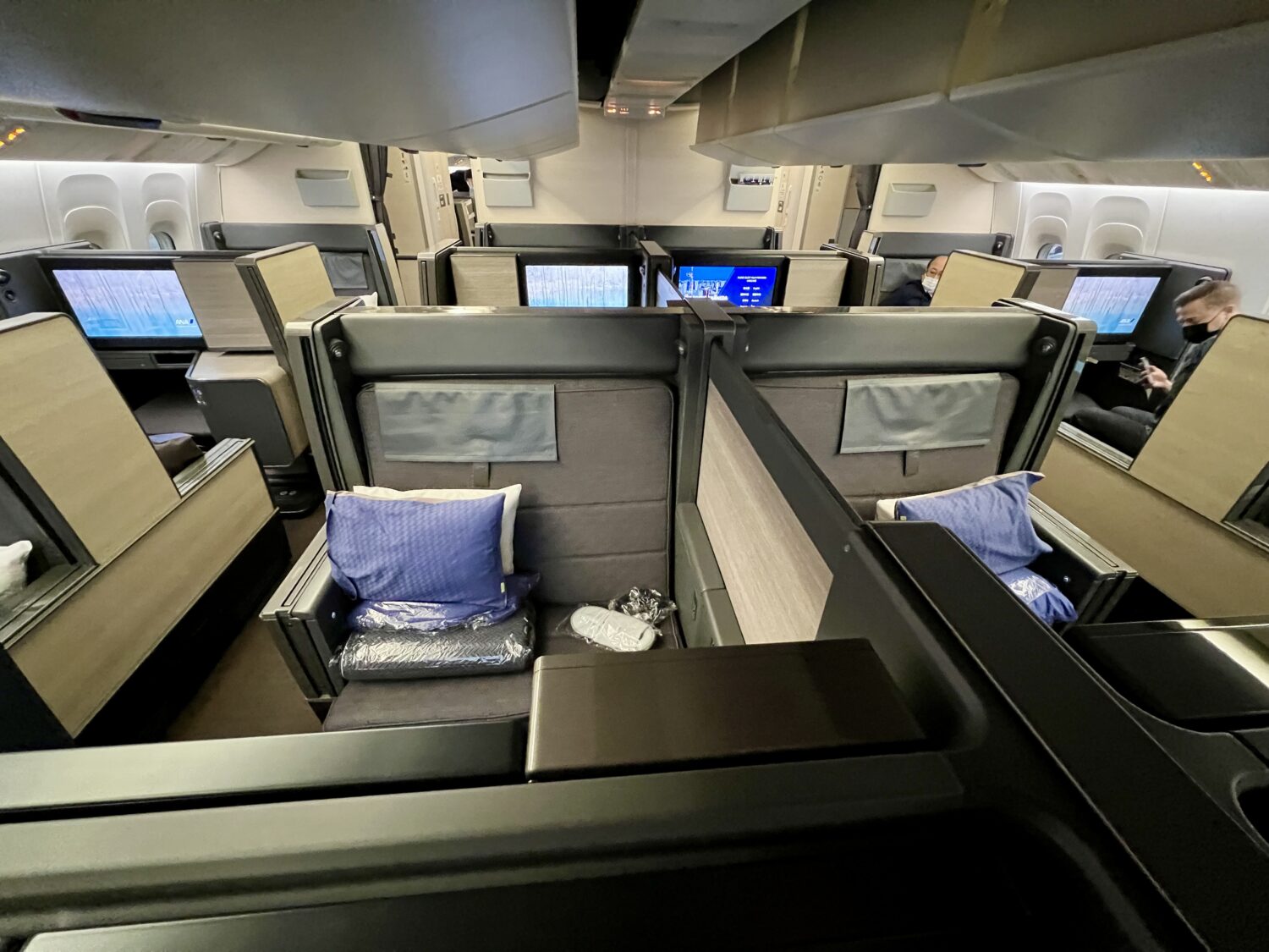 center section of business class suites close together