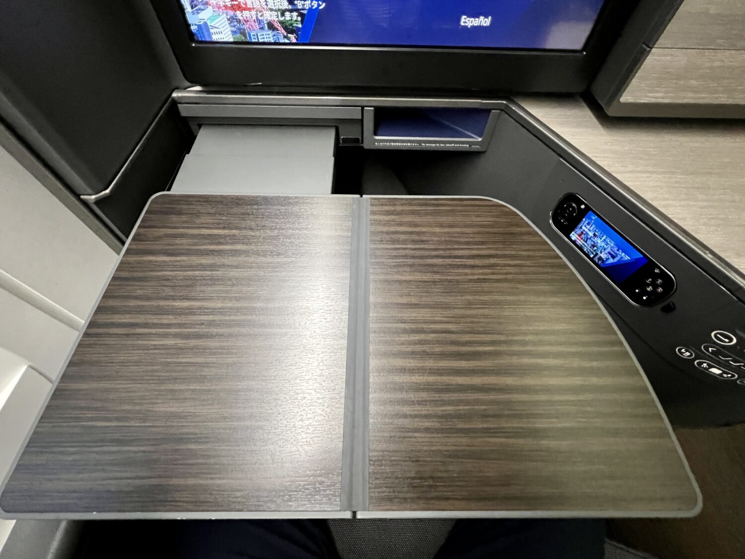 tray table on a plane