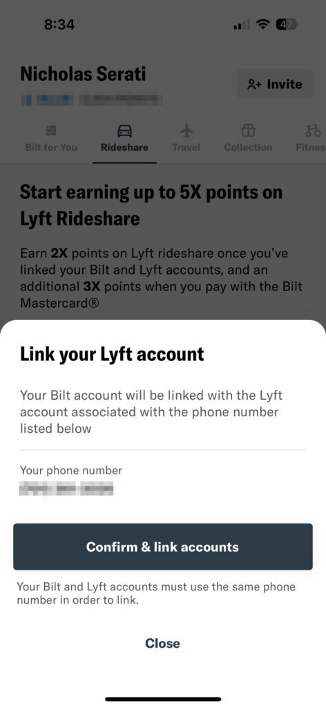 link bilt and lyft account