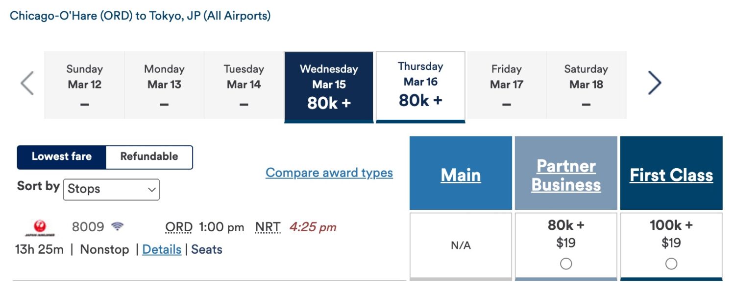 chicago to tokyo japan airlines