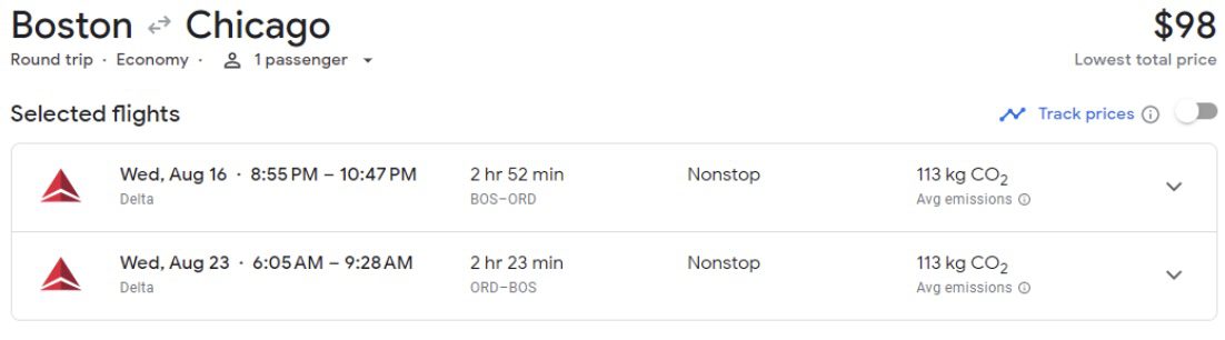 Chicago airfare from BOS