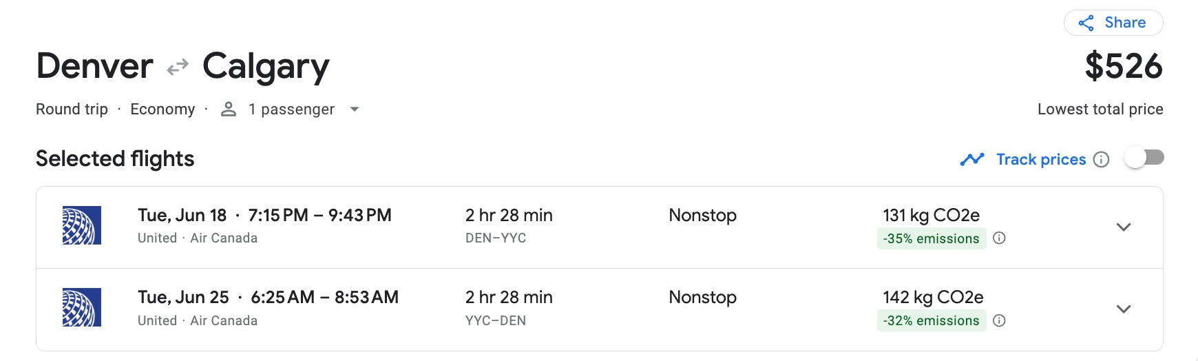 DEN-YYC Google Flights