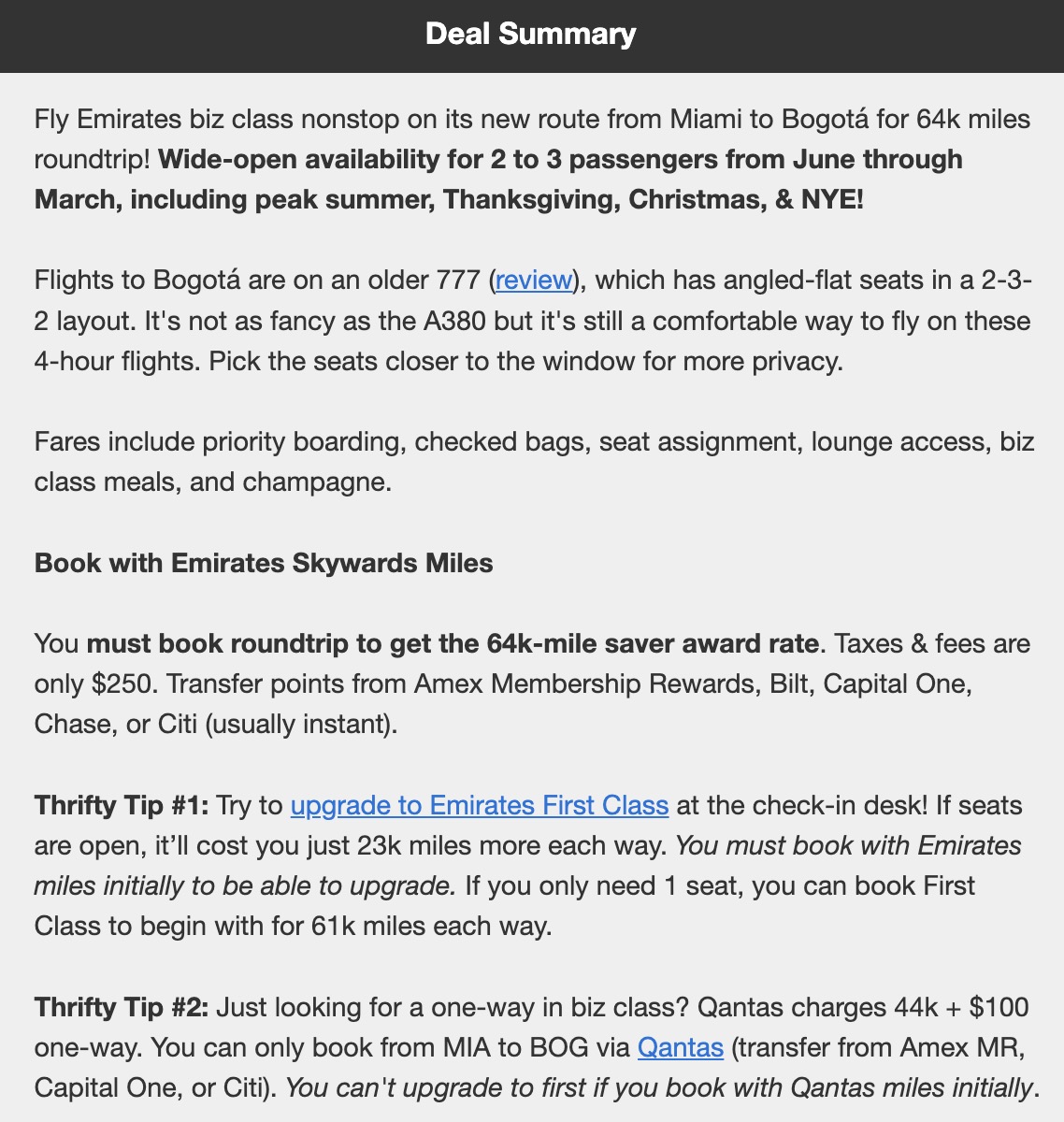 Emirates flight deal