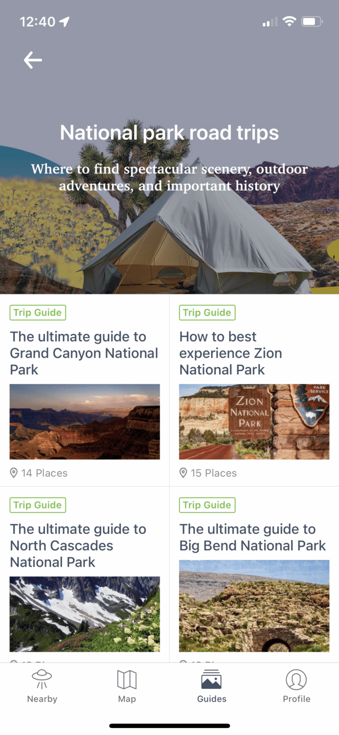 Roadtrippers mobile app