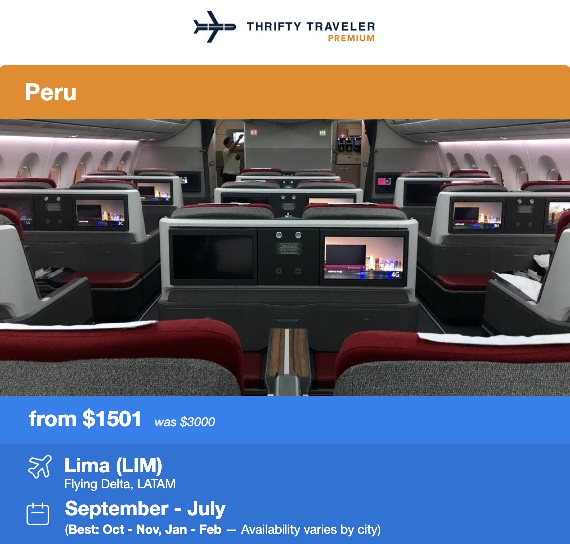 LATAM business class to Lima