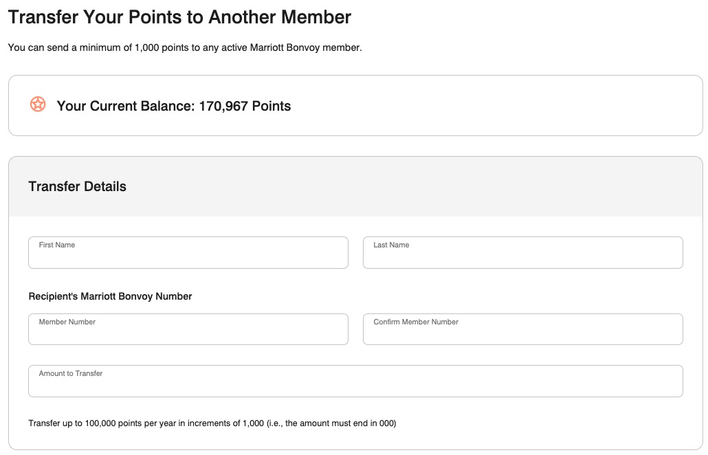 Marriott Bonvoy Point Transfer Form