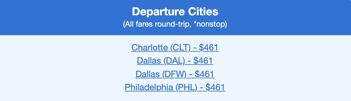 Santiago flight deal