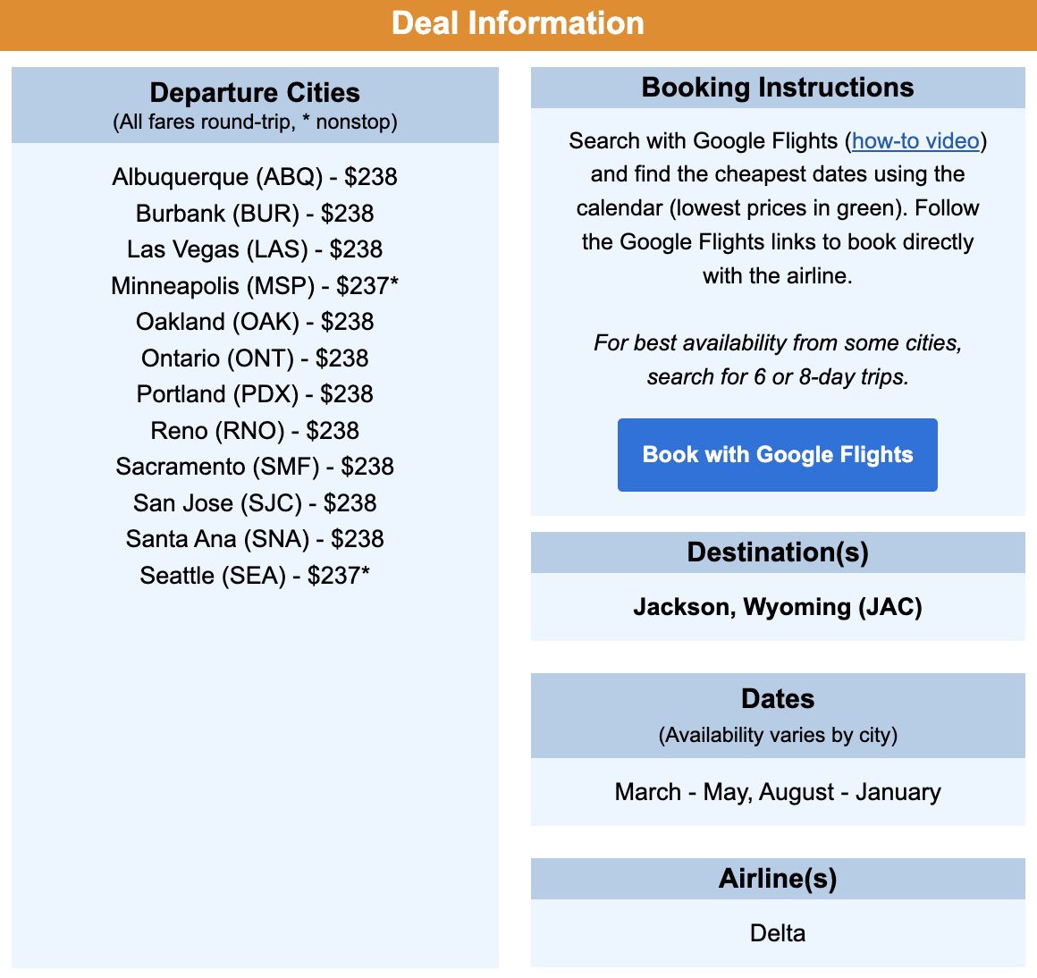 Jackson, Wyoming flight deal