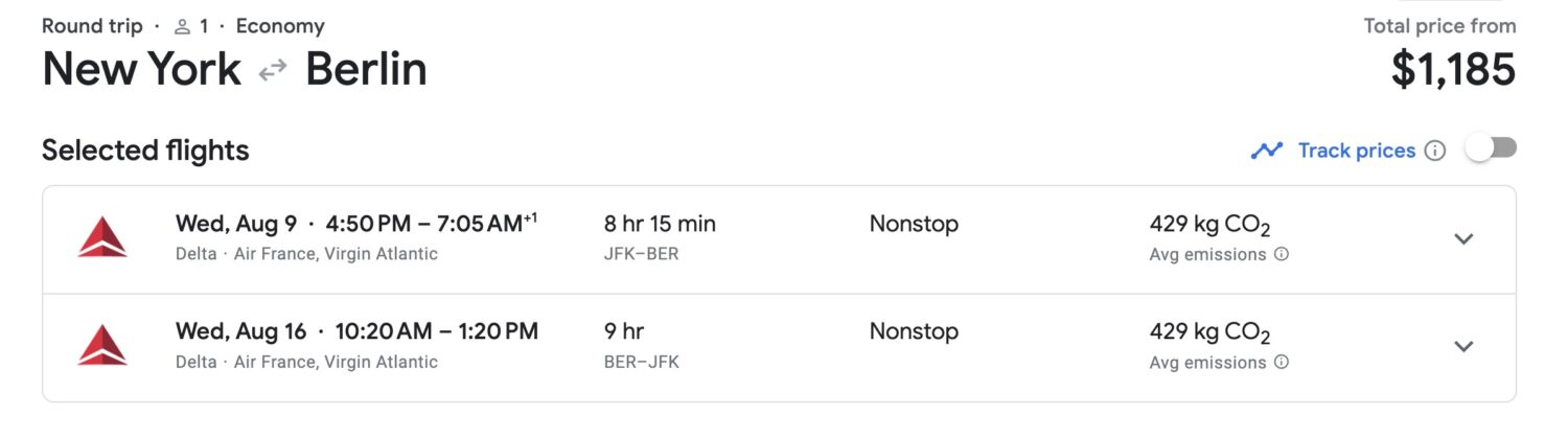 NYC to Berlin airfare