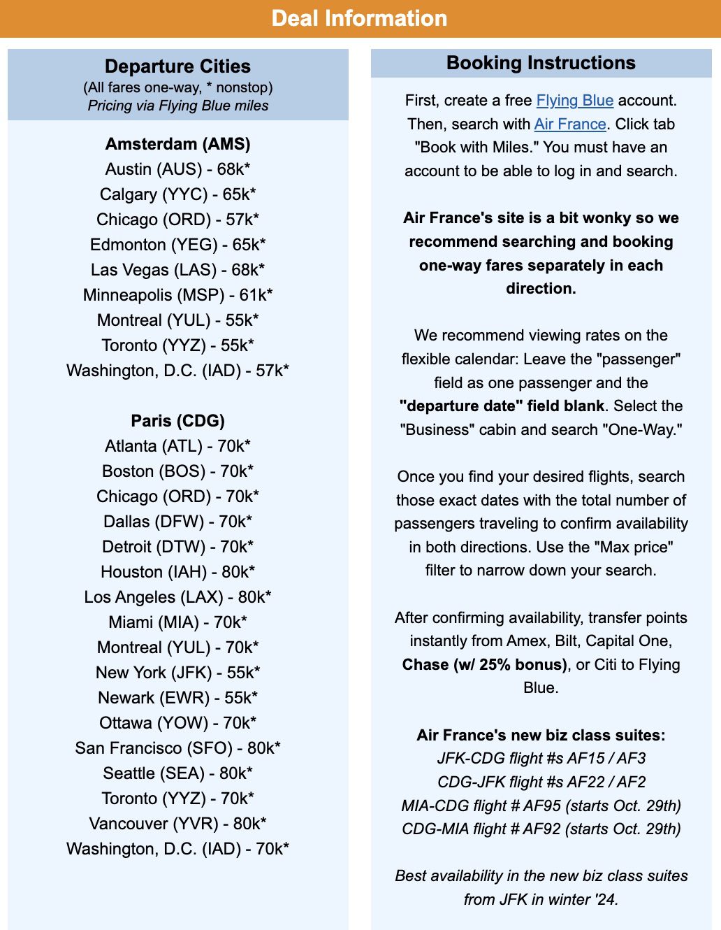 Flying Blue Air France business class
