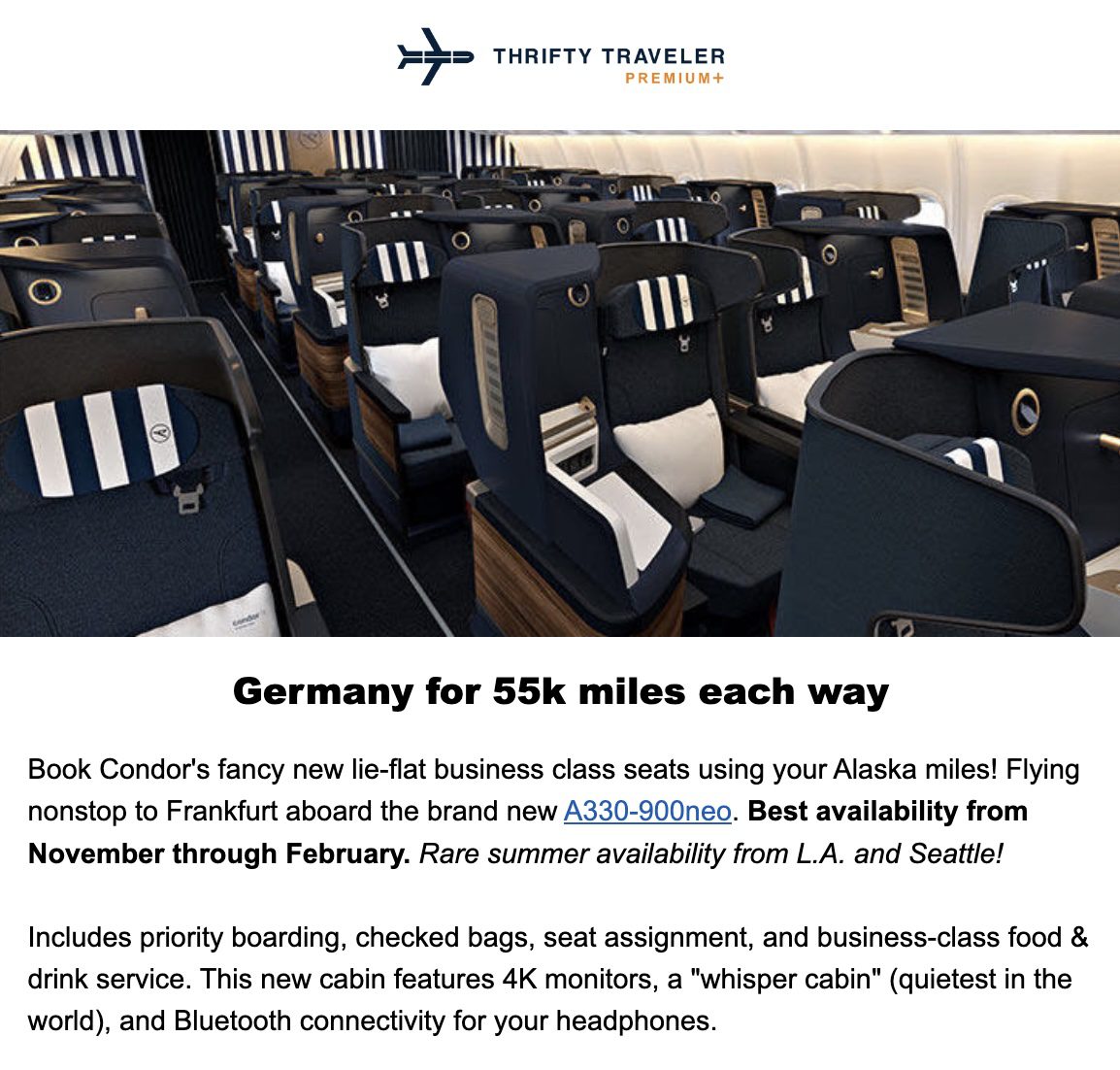 Condor business class flight deal