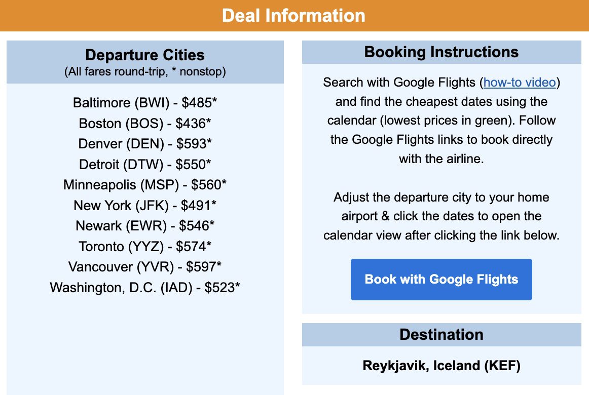 Iceland flight deal