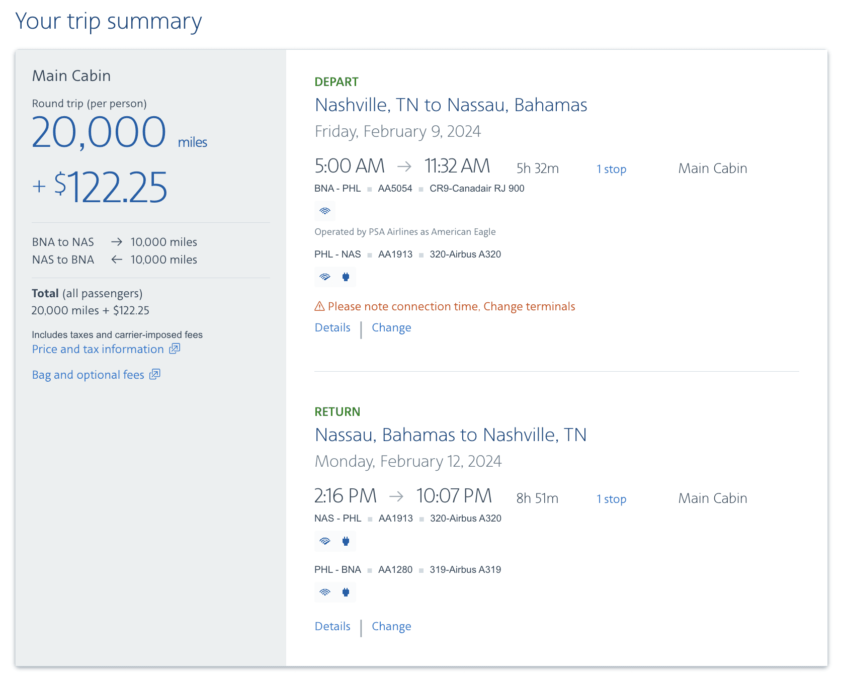 aa bna-nas roundtrip economy