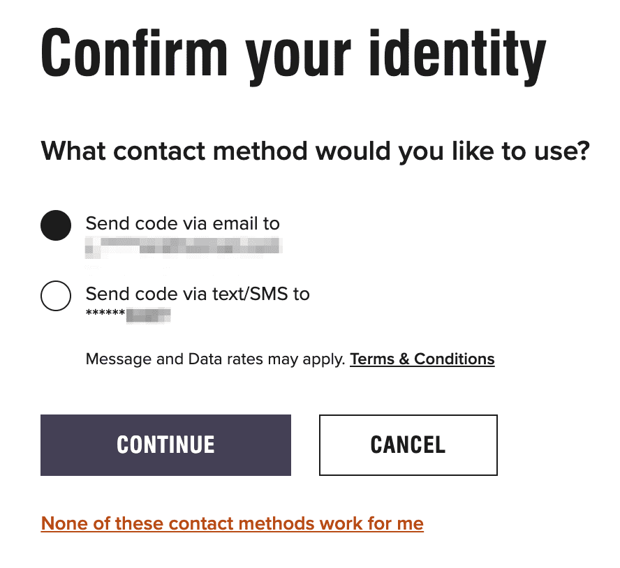 Marriott identity confirmation page