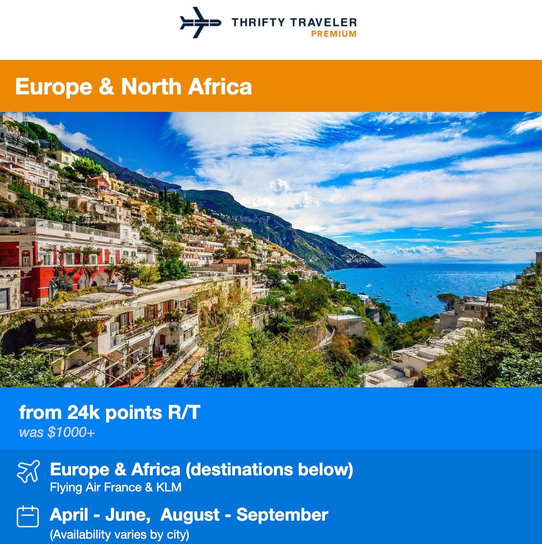 Thrifty Traveler Premium deal for flights to Europe with Flying Blue miles