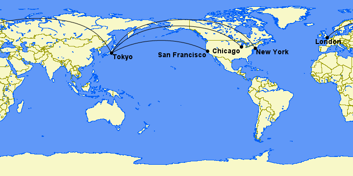 Where to Find (& How to Book) ANA’s New First, Business Class Cabins 23 ana route map showing several flight paths to tokyo