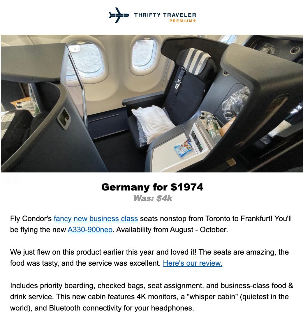condor business class deal
