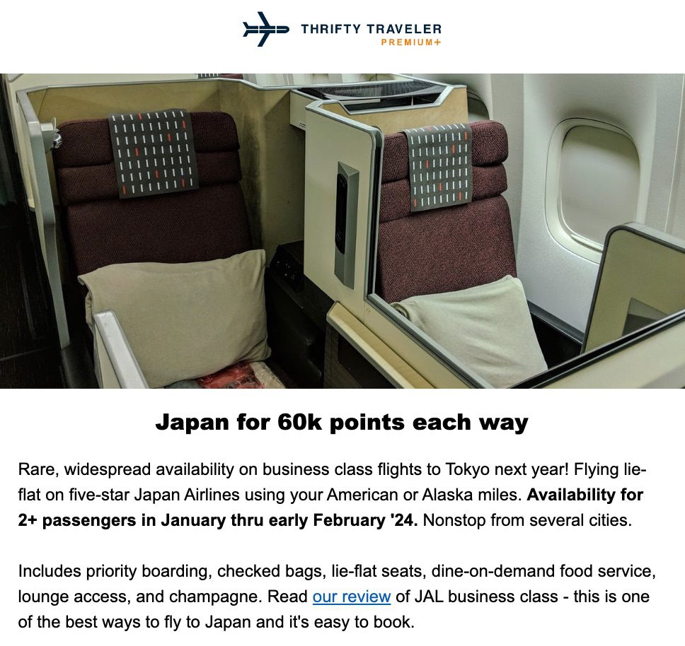 japan airlines business class deal