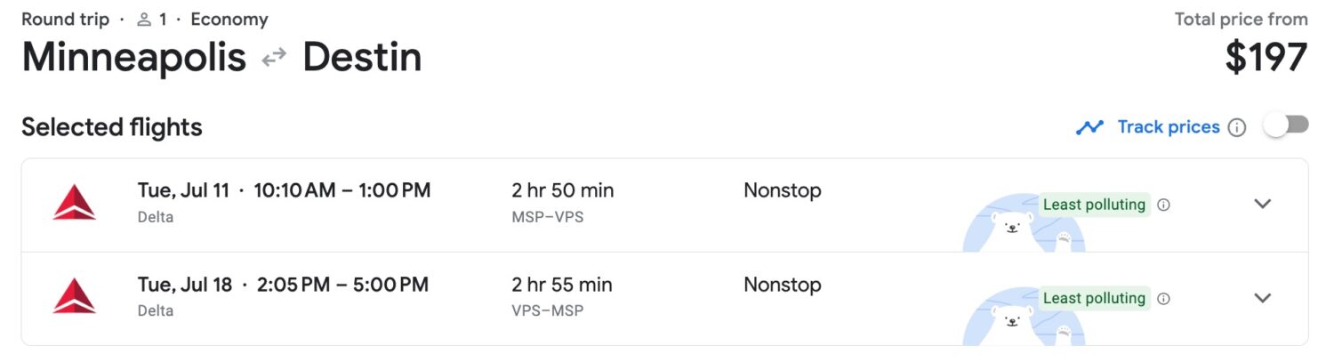 minneapolis to destin flight